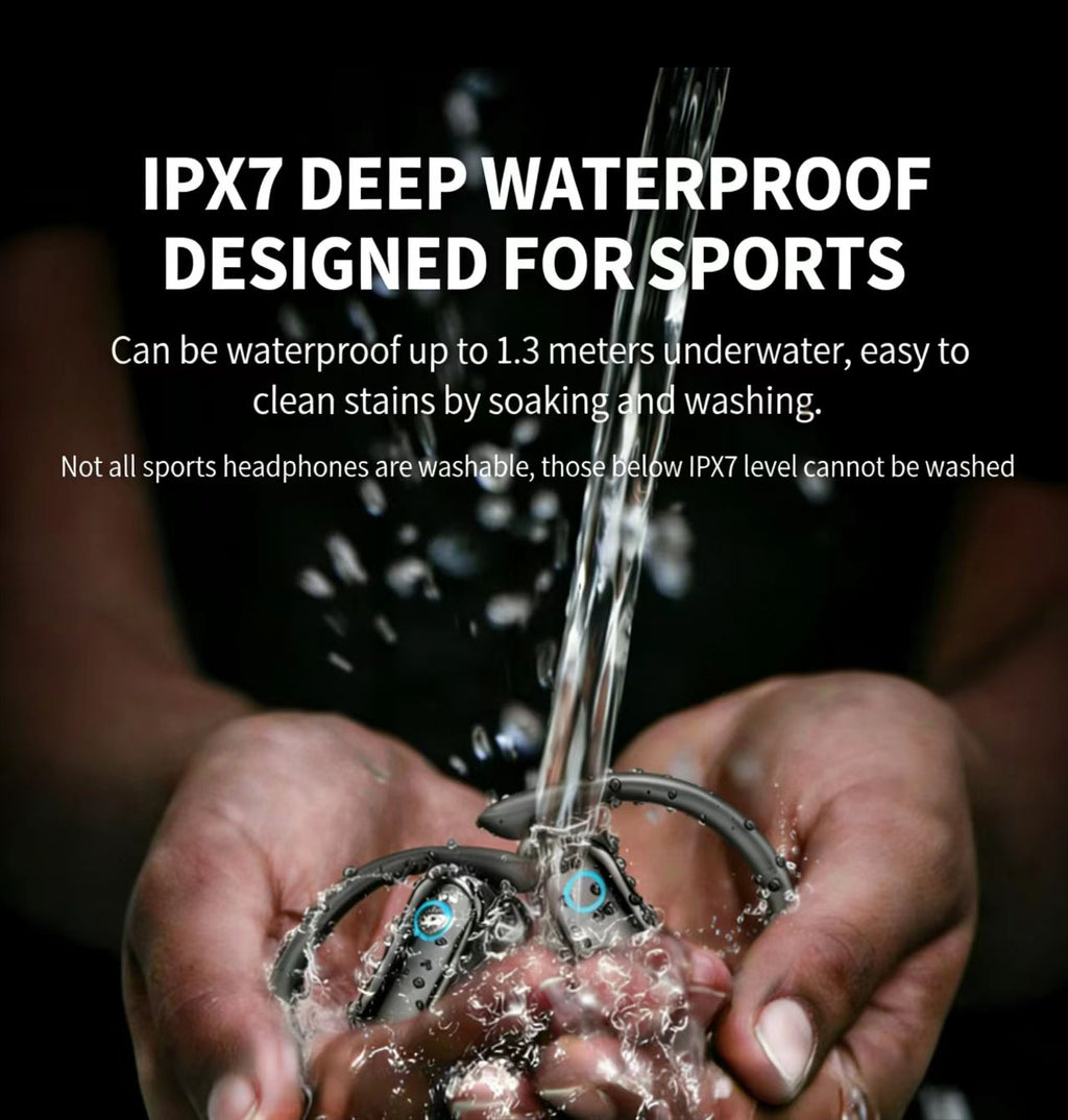 IPX7 Waterproof TWS Sports Bluetooth Earphones, High Fidelity Stereo, Ear-Hook Design