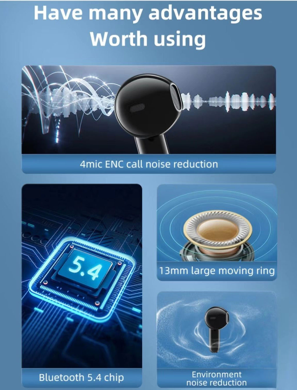 Digital Display TWS Bluetooth Earphones with Dual Microphone ENC, Low Latency, and Ultra-Long Battery Life for Music.