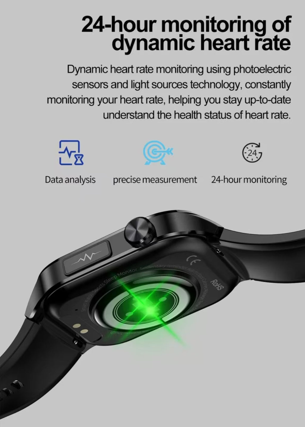 ET580 Smartwatch: 2.04-inch AMOLED Screen with ECG, Blood Pressure & Heart Rate Monitoring, Sports Activity and Step Tracking.