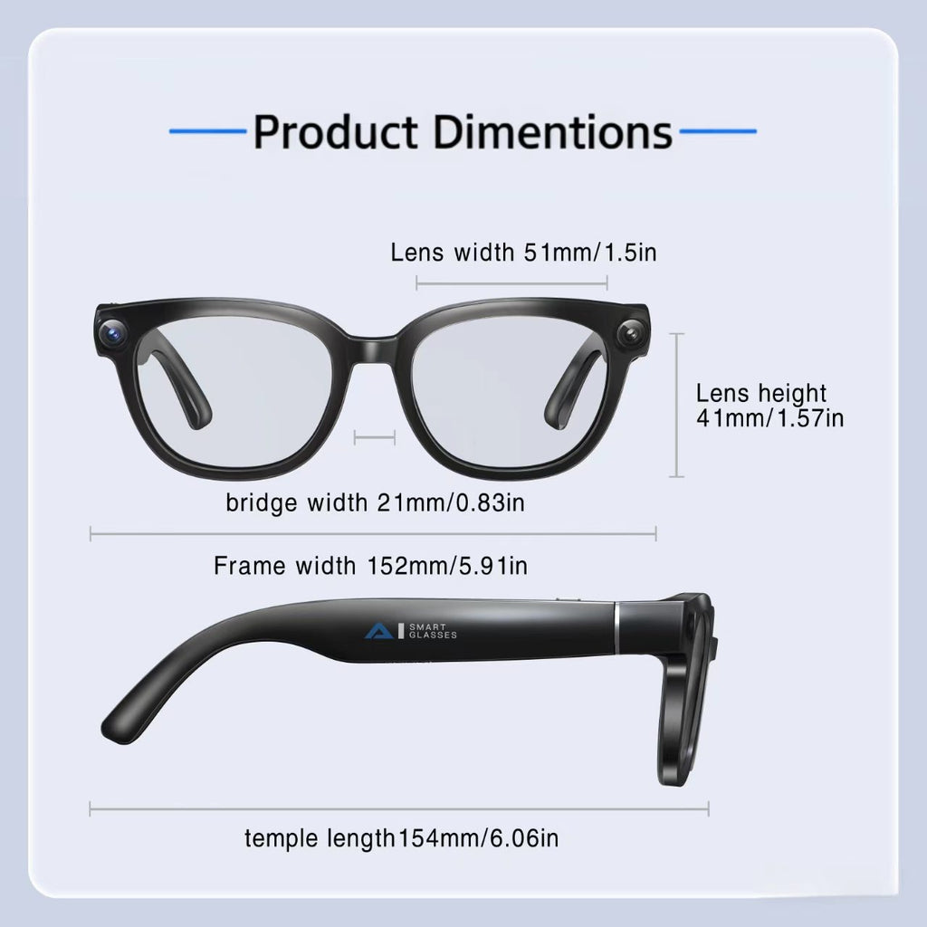AI Translation Smart Glasses with 13MP Photochromic Lenses, Real-Time Translation, Image Stabilization for Photo/Video, Call Noise Cancellation & AI Assistant.