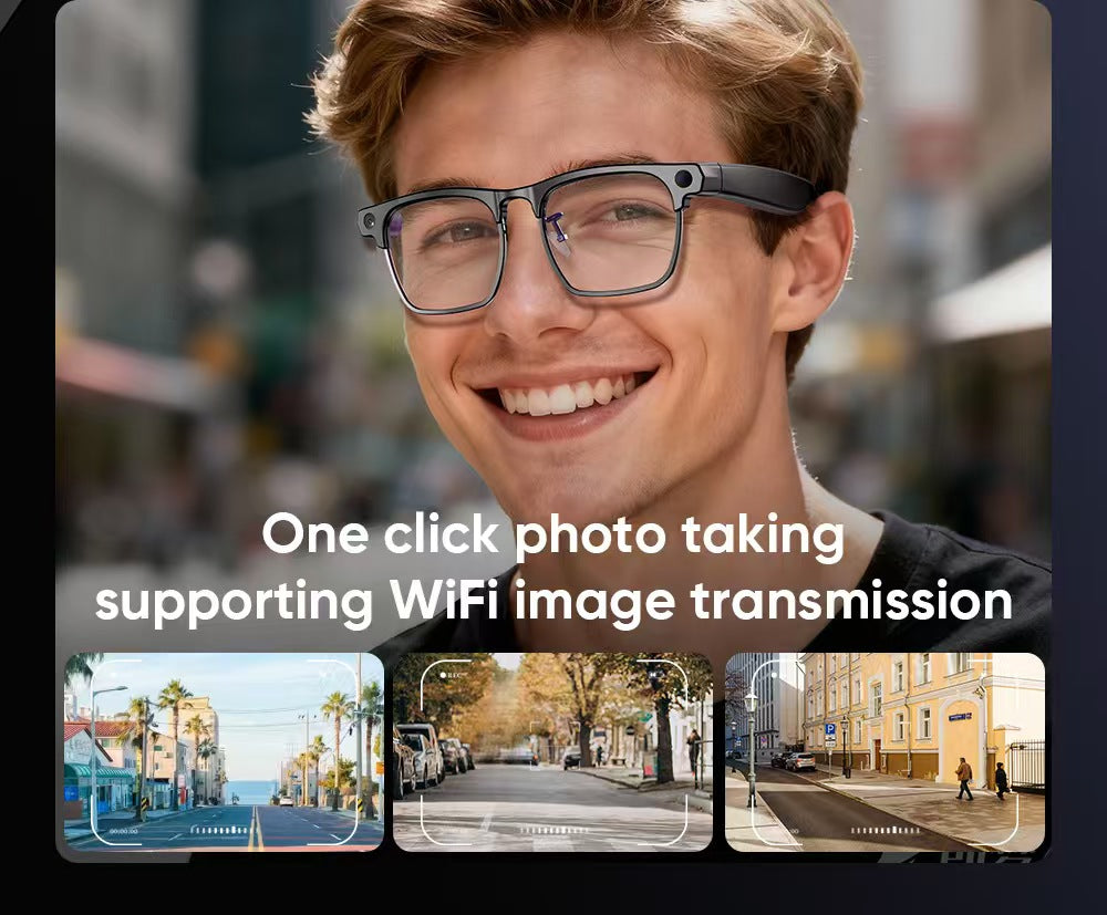 AI Smart Glasses G1, New Semi-Rimless Business Style with 8MP HD Photo/Video, Real-Time Translation & Smart Bluetooth.