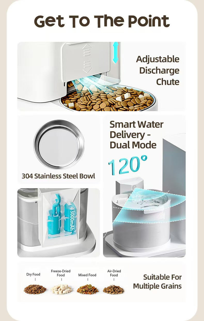 2-in-1 Cordless Automatic Feeder & Waterer with Constant Temperature, All-in-One Unit for Cats and Dogs