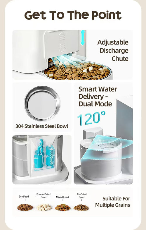 2-in-1 Cordless Automatic Feeder & Waterer with Constant Temperature, All-in-One Unit for Cats and Dogs