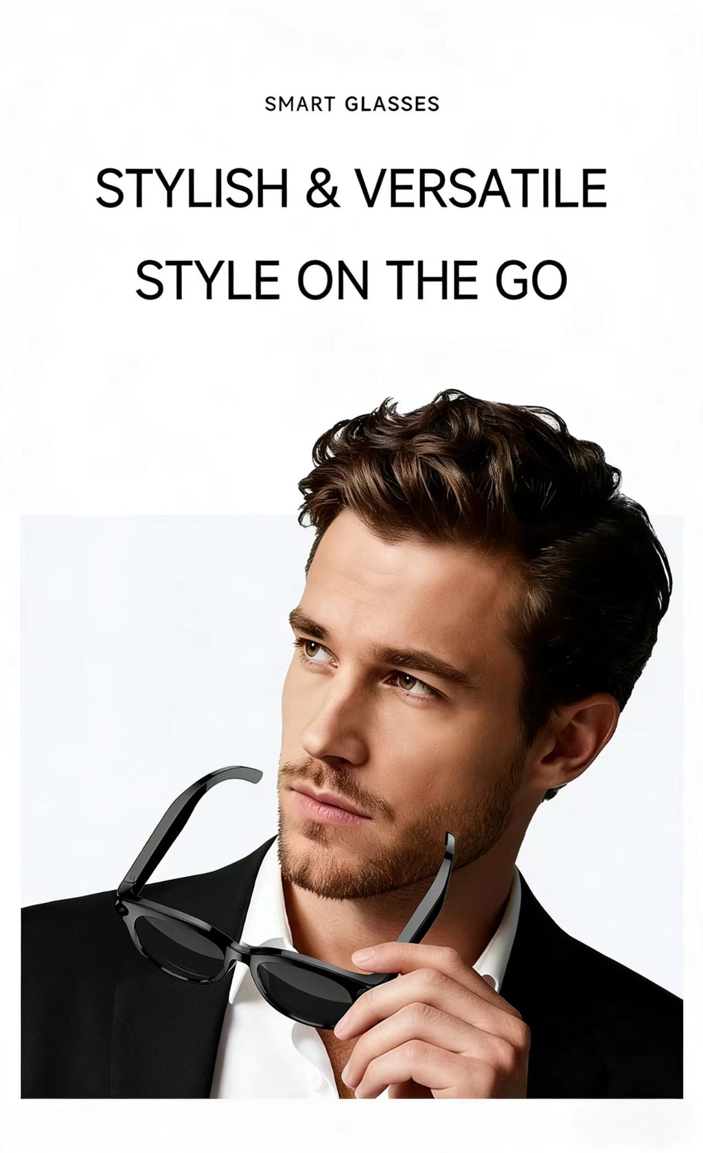 AI Smart Glasses 8MP Multifunctional HD Photo Capture Video Recording Object Recognition Call Function with Data Transmission, Model M89.