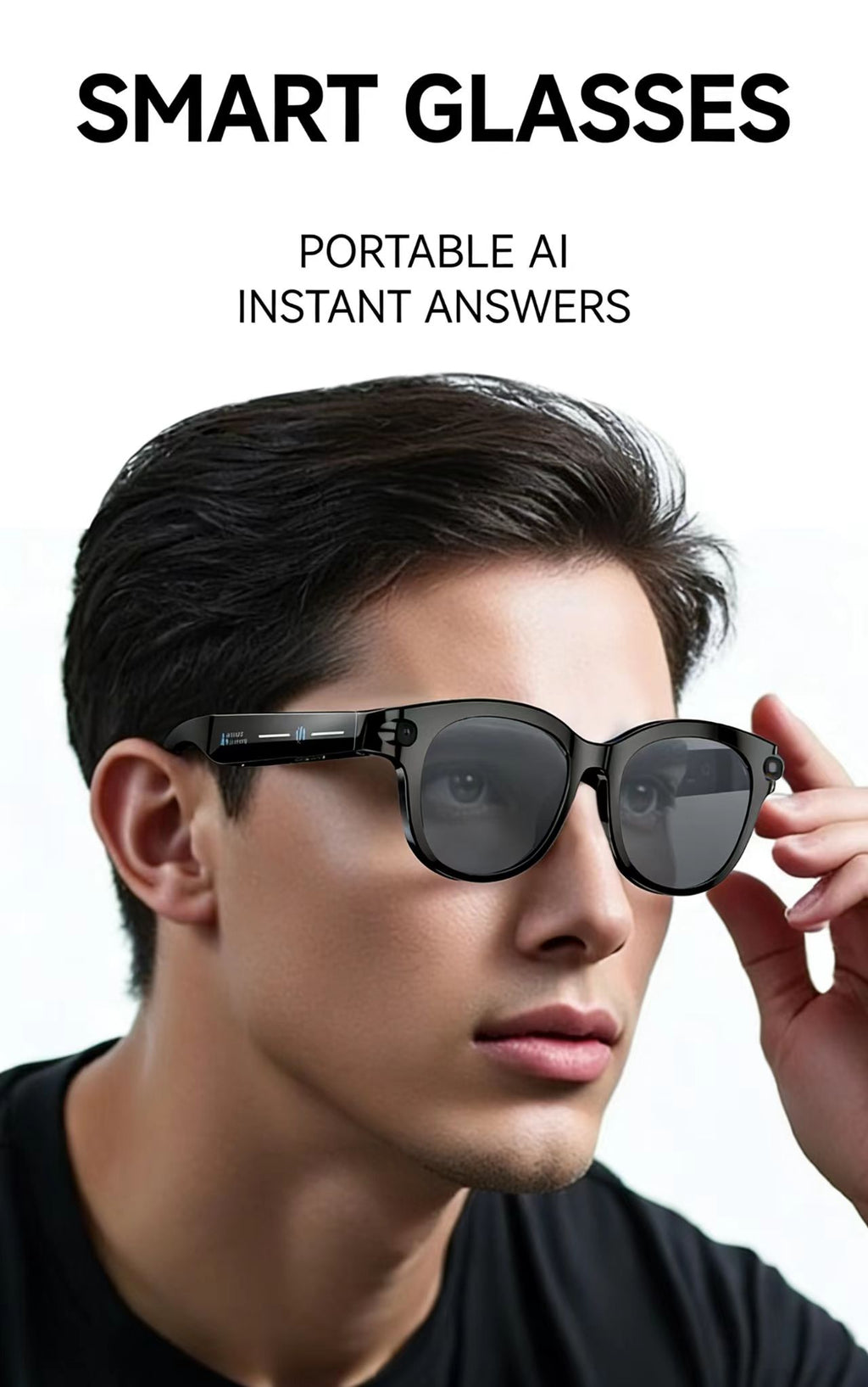 AI Smart Glasses 8MP Multifunctional HD Photo Capture Video Recording Object Recognition Call Function with Data Transmission, Model M89.