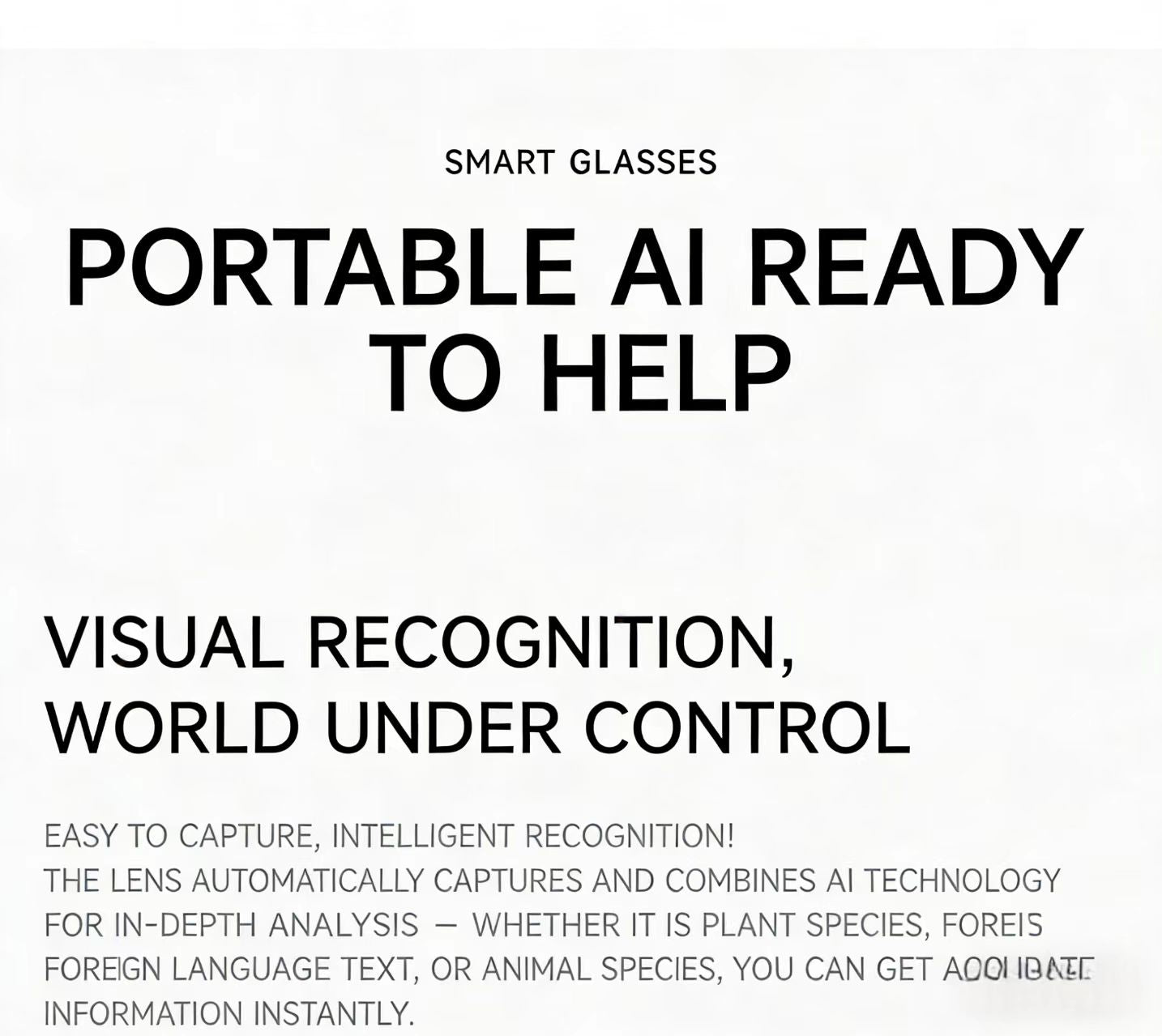 AI Smart Glasses 8MP Multifunctional HD Photo Capture Video Recording Object Recognition Call Function with Data Transmission, Model M89.