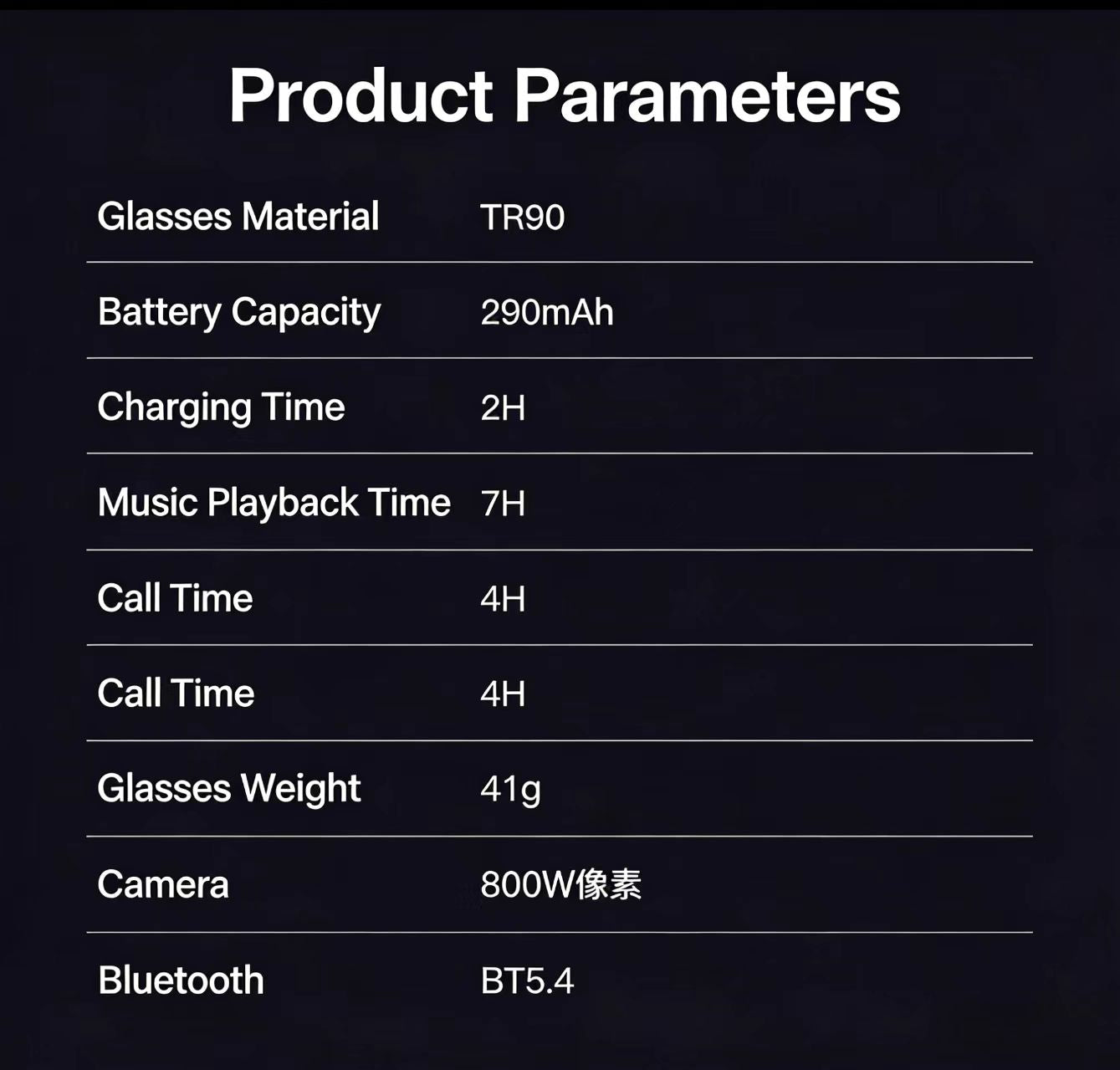 AI smart glasses with an 8MP anti-shake camera for photo/video, object recognition, and real-time translation.