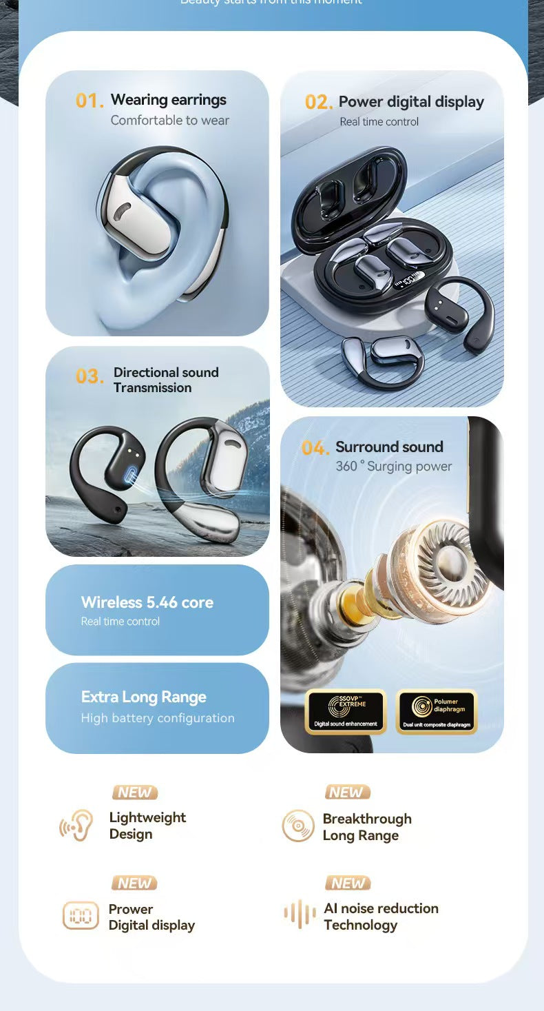 M75 Open-Ear OWS Bluetooth Headphones with AI Smart Two-Way Real-Time Translation