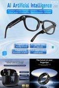 Future-Ready AI Gear: AI Translation Smart Glasses 13MP Photochromic, LED Digital Display Dual-Mic ENC TWS Bluetooth Earbuds & R11 Smart Ring