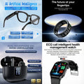 4-in-1 Ultimate Smart AI Health & Audio Bundle: AI Smart Glasses, Smart Ring, Dual-Microphone ENC Earbuds & ECG Health Watch