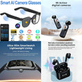 4-in-1 Smart AI Tech Bundle: AI Camera Glasses + 4K Action Camera + Ultra-Slim Smartwatch + ENC Noise Canceling Translation Earbuds