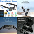 4-in-1 Smart AI Lifestyle Bundle: AI Camera Glasses + 4K Action Camera + Ultra-Slim Smartwatch + IPX7 Waterproof Earbuds